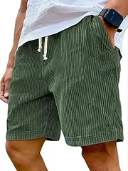 [Generic] Mokaloha Mens Shorts, Pacificozy Men's Shorts, Casual Corduroy Drawstring Elastic Waist, Summer Loose Fit Beach Short