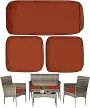 Patio Outdoor Cushion Covers Set 3 Pack Furniture Seat Cushions Replacement Covers Waterproof Fit for 4-Seater Wicker Rattan Conversation Set Sofa Loveseat Chair Couch, 38x19x2,19x19x2, Spice