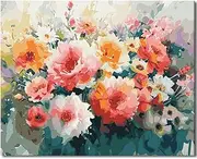 Adults Paint by Numbers Kits Hydrangeas Flowers Paint by Number Artwork for Adults Beginners Flowers in Vase Canvas Crafts with Brushes Beautiful Flowers Painting by Numbers 16x20 in (Frameless)