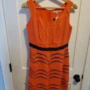 NWT Boden Linen Women's US 6 Embroidered Sleeveless fit flare Lined Dress