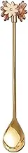 Spoons Flower Shaped Handle Spoon Stainless Steel Stirring Spoon Coffee Spoon Tea Spoon Dessert Spoon Mixing Spoon Soup Spoon for Party Table Decorations, 1 Pack Tiny Spoon(Color:Gold)