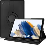 Rotating Case Compatible with Samsung Galaxy Tab A8 10.5" (Model:SM-X200 / X205), PU Leather Case Compatible with Samsung Tab A8 10.5 inch 2021 [2 Standing Way] [Auto Wake Up/Sleep] (Black)