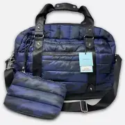 Cynthia Rowley Blue Camo Quilted Duffel Bag W/ Wristlet Travel Bag Suitcase