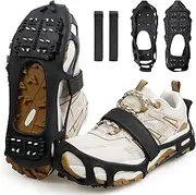 [OROOTL] Ice Snow Grips for Boots Spikes Crampons Snow Shoes Ice Grippers Traction Cleats for Footwear with 24 Stainless Steel Spikes for Walking, Jogging, Climbing, Hiking