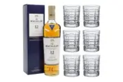 Macallan 12 Year Old Double Cask Single Malt with set of 6 Whisky Tumblers Bundle