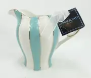 Cynthia Rowley Aqua Blue Candy Stripe Ceramic Creamer NEW!