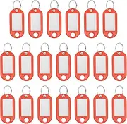 uxcell Plastic Key Tags with Split Ring Label Window Identifiers ID Keychain Tags, 4.7x2mm Fit for Name Luggage (20Pcs, Red)