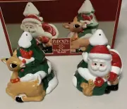 LENOX Rudolph The Red Nosed Nose Reindeer Santa Claus Salt & Pepper Shakers US4