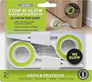 Slipstick Stop N Glow Doorstop (2 Door Stoppers) Heavy Duty Non Slip Door Stops for Hard Floors, Carpet and Rugs, Glows in The Dark, Includes Holders