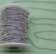 100 Feet 2.4mm STEEL BALL Chain ~ BULK + 100 Connectors ~ #3 Size Chain NPS