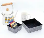 [Welaxy] 2-piece square drawer organizers multi-purpose storage box junk bins for office home kitchen bedroom bathroom nightstand holder bulk pack-S (Charcoal)