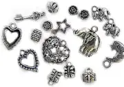 Metal Spacer Beads Charms 1 LB Silver Tone Variety Cap Spacer Butterfly Flower