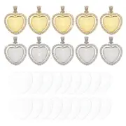 Rhinestone Pendant Trays, 10 Set Double Sided Tray 10pcs Glass Dome 20pcs
