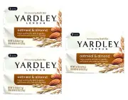 Yardley London Bath Bar Oatmeal & Almond 4oz, 2 Count - Pack of 3