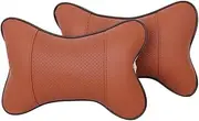 Car Neck Pillow Auto Head Neck Rest Relief Headrest Cushion PU Leather Car Seat Soft Support Pillow Auto Headrest Travel Pillow(BR Just 1pc)