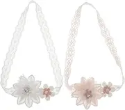 Yardwe 2pcs Floral Headbands Soft Lace Elastic Hair Accessories for Newborns Comfortable Durable Hairbands for Special Occasions