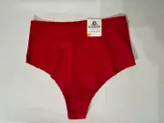 b.tempt'd by Wacoal High Waist Thong Underwear S-5 Laser Cut Panty Red 979267