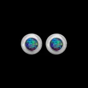 925 Sterling Silver Circle Lavender Opal Earrings, Bridal Studs, Wedding Posts