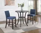Biony 3-Piece Round Bar Table Set, Espresso/Blue
