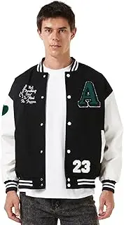 [feitycom] Men's Fashion Varsity Jacket Causal Slim Fit Letterman Baseball Bomber Jackets Windbreaker Lightweight Coat