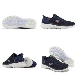 【SKECHERS】健走鞋 Go Walk 6 Slip-Ins 瞬穿科技 女鞋 藍 白 緩震 休閒鞋 運動鞋(124627NVMT)