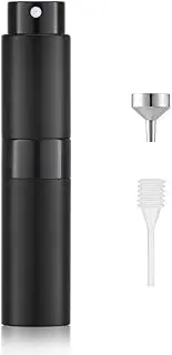 Travel Perfume Atomizer Spray Bottle (8ml) Set - Twisting Concealed Mouth Design | Refillable Empty Bottle for Perfume and Aftershave Travel & Handbag (Perfume Atomizer-Matte Black)