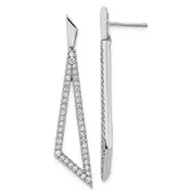 14k White Gold Real Diamond Triangle Post Earrings