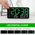 Color LED Digital Clock Bedside Table 9 In Large Alarm Clock w Date Week Temp