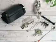 Travel Kit Bag Easy Carry Portable Mini Liquor Bar Tool Set Cocktail Accessories