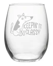 Susquehanna Glass Set of 4 Classy Dog Stemless Wine Tumblers