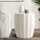 White Coffee Table round Side Table for Living Room Terrazzo Concrete Bed Side T