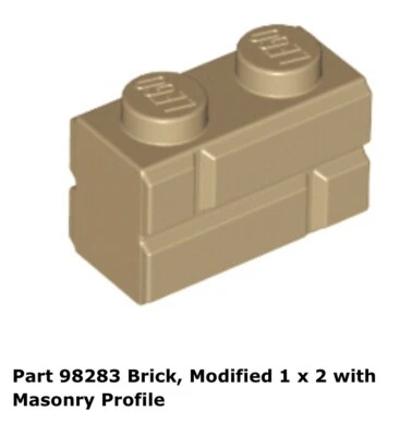 Lego 1x 98283 Dark Tan Brick, Modified 1 x 2 with Masonry Profile 75290