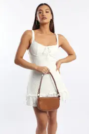 White Mini Dress Lace - Size 16XL, Women's Skater Dress