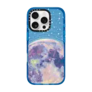 iPhone 16 Pro Impact Case Blue moon and stars constellations / galaxy pattern clear background