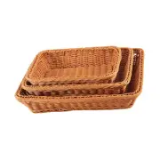 3 Pieces Woven Bread Basket Handwoven Fruit Basket for Food Vegetables Fruit
