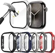 WINGLE 6-pack Compatible for Apple watch Screen Protector 42mm Series 10,Hard PC Bumper Sports Protective Case for iWatch 42mm Series 10,Black/Midnight Blue/Red/Starlight/Transparent/Space Gray