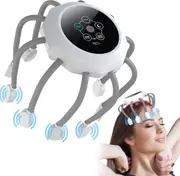 Rechargeable Head Scalp Massager, Bluetooth Octopus Head Scratcher with 14 Vibration Contacts 5 Modes for Relaxation
