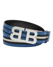 Bally 6303778 Mirror B Reversible Leather Striped/Blue Belt EU105/US42 MSRP $450