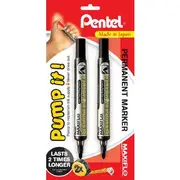 Pentel Maxiflo Permanent Markers Black 2 Pack