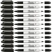 NEW 12x Sharpie Permanent Marker Twin Tip 1.0mm/0.3mm Black Box BULK