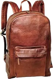 18" Brown Leather Backpack Vintage Rucksack Laptop Bag Water Resistant Casual Daypack College Bookbag Comfortable Lightweight Travel Backpack Hiking/Picnic Bag for Men