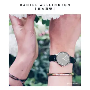 Daniel Wellington 錶帶 Petite Reading 12/14mm爵士黑壓紋真皮錶帶-兩色任選(DW00200182)/ 銀框/ 12mm-適用28mm手錶