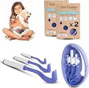Tick Twister 3 Tick Hooks for Dogs, Cats and People - Tick Tweezers Set of 3 with Storage Box, Safe Removal Without Pain - Ideal for Outdoor Activities (Purple, Set of 2)