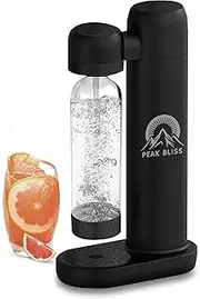 [Peak Bliss] Original Soda Maker (Matte Black): Carbonate Drink (1L PET Bottle Included), Create Sparkling, Seltzer & Fizzy Water, Compatible with Any Screw-In 60L CO2 Carbonator (Not Included)