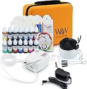 Airbrush Cake Decorating Kit Little Airbrush Including 13 Colours Stencil 1 x Airbrush Cleaning Solution and Pot Cleaning Brushes Colour Wheel & Case