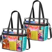 Handy Laundry Clear Tote Bag Stadium Approved - Shoulder Straps and Zippered - Clear Bag for Work, Sports Games and Concerts