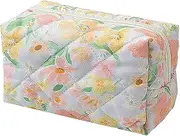 Makeup Bag Quilted Cosmetic Bag Floral Large Pouch,Coquette Toiletry Bag Travel,Large Capacity Aesthetic Makeup Bags Zipper