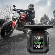 Fulasun Motorcycle TPMS Tire Pressure Monitoring System USB Solar Powered Wireless Motorcycle TPMS with 2 Sensors LCD Display Waterproof Moto Tyre Alarm Systems for Motor Bike .(Black)