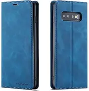 QLTYPRI Samsung Galaxy S10e Case, Premium PU Leather Cover TPU Bumper with Card Holder Kickstand Hidden Magnetic Adsorption Shockproof Flip Wallet Case for Samsung Galaxy S10e - Blue