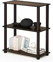 Furinno Turn-S-Tube 3-Tier Compact Multipurpose Storage Shelf with Square Tube, Walnut/Brown